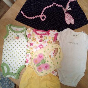 Lot of 6 NEWBORN to 3 Mo. GIRL"S Baby Clothes